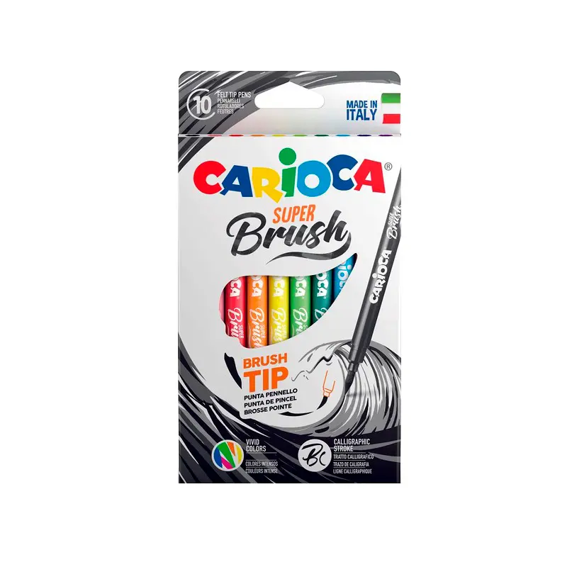 Carioca Brush Süper Fırça Uç Keçeli Boya Kalemi 10 Renk