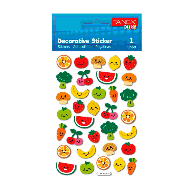 Taneks 25183 Puffy Dekoratif Sticker Meyveler Serisi x 5 Li Paket