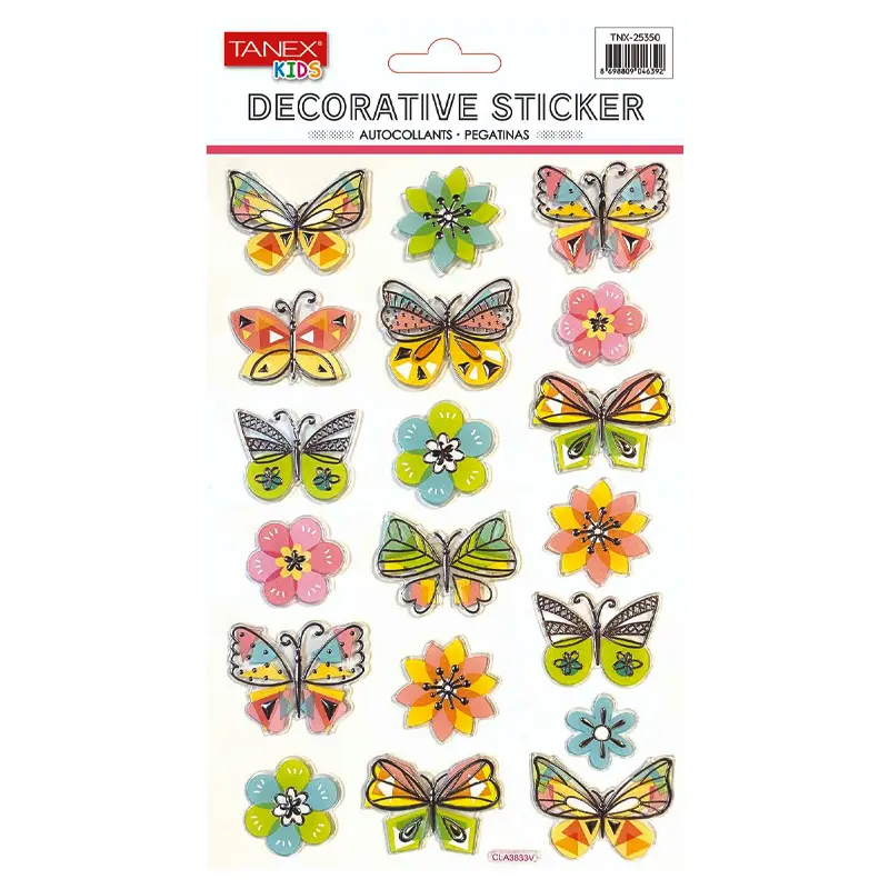 Taneks 25350 Puffy Dekoratif Sticker Sevimli Kelebekler Serisi x 5 Li Paket