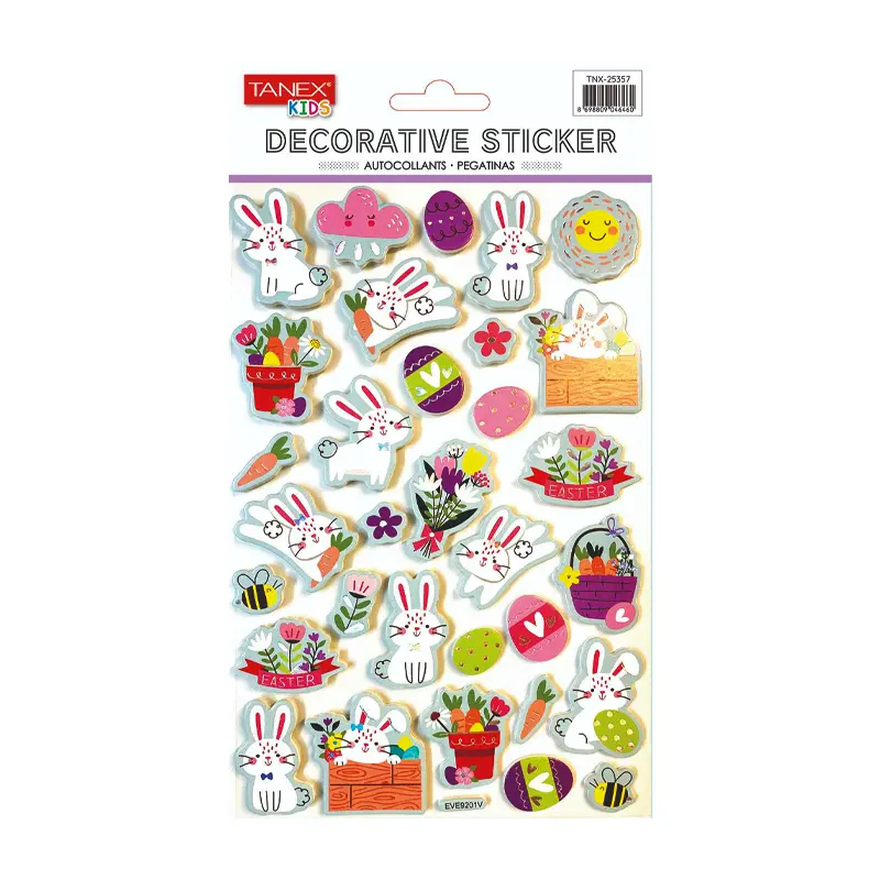 Taneks 25357 Puffy Dekoratif Sticker Tavşanlar Serisi x 5 Li Paket