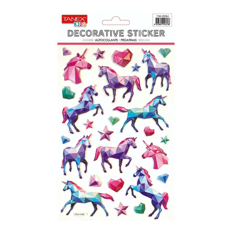 Taneks 25364 Puffy Dekoratif Sticker 3D Unicorn Serisi x 5 Li Paket