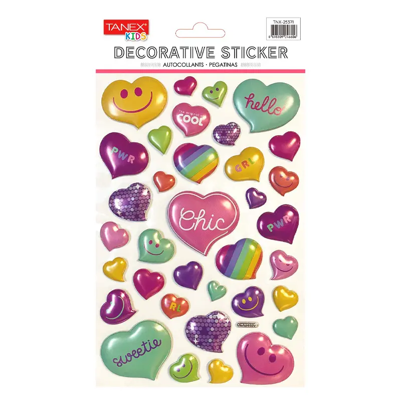 Taneks 25371 Puffy Dekoratif Sticker Balon Kalp Serisi x 5 Li Paket