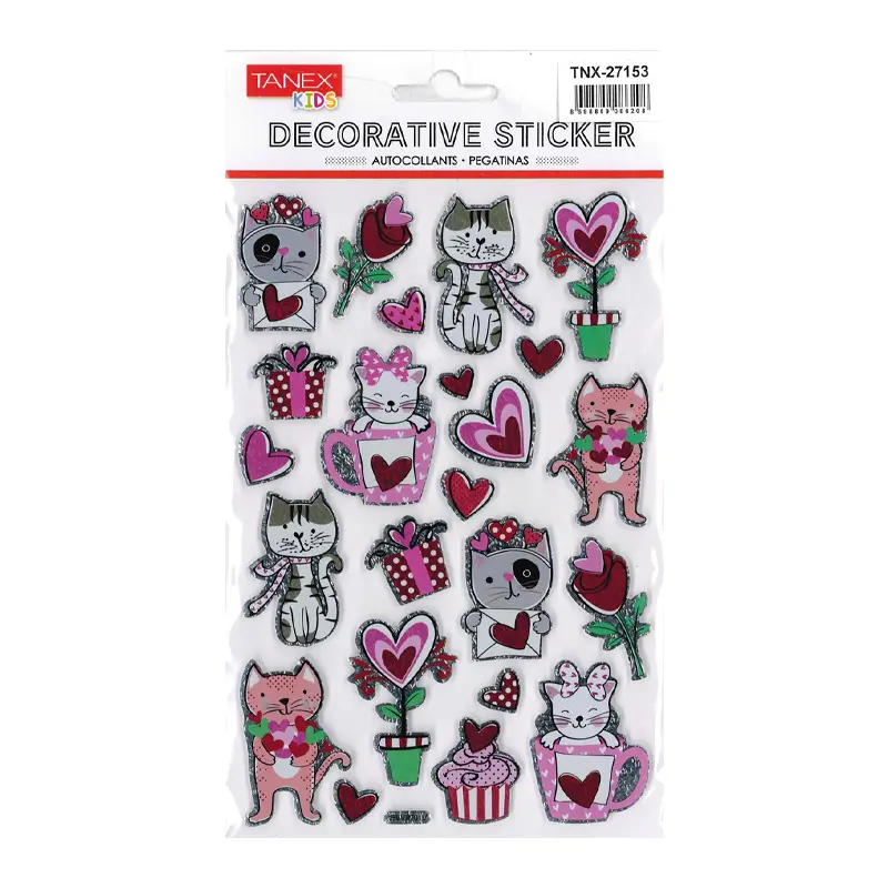 Taneks 27153 Puffy Dekoratif Sticker Eva Kedi Serisi x 5 Li Paket
