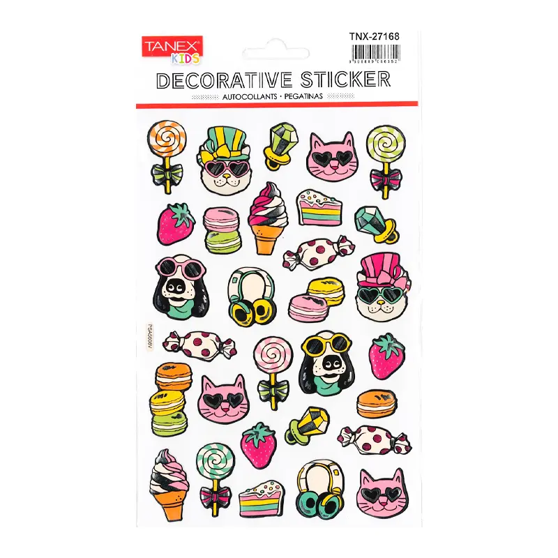 Taneks 27168 Puffy Dekoratif Sticker Artist Kedi ve Köpekler Serisi x 5 Li Paket