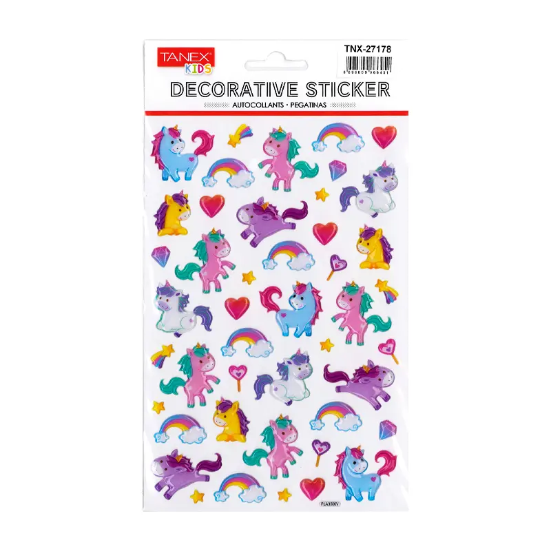 Taneks 27178 Puffy Dekoratif Sticker Bebek Unicornlar Serisi x 5 Li Paket