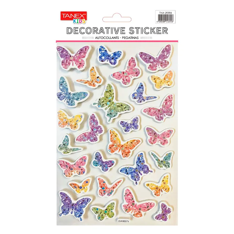 Taneks 25356 Puffy Dekoratif Sticker Kelebek Serisi x 5 Li Paket