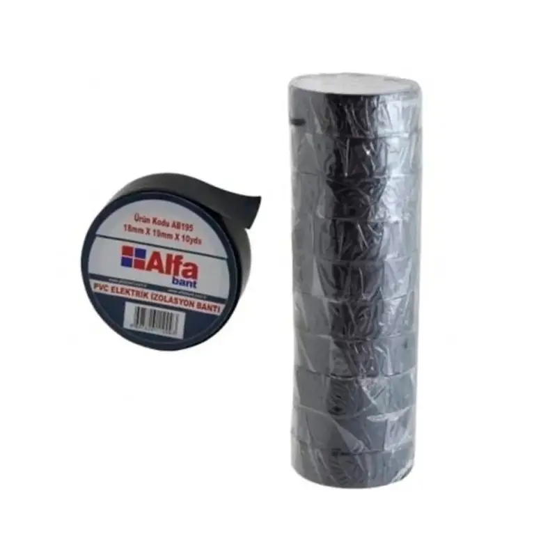 Alfa PVC Elektrik Bandı Siyah 3 Metre x 10 Lu Paket