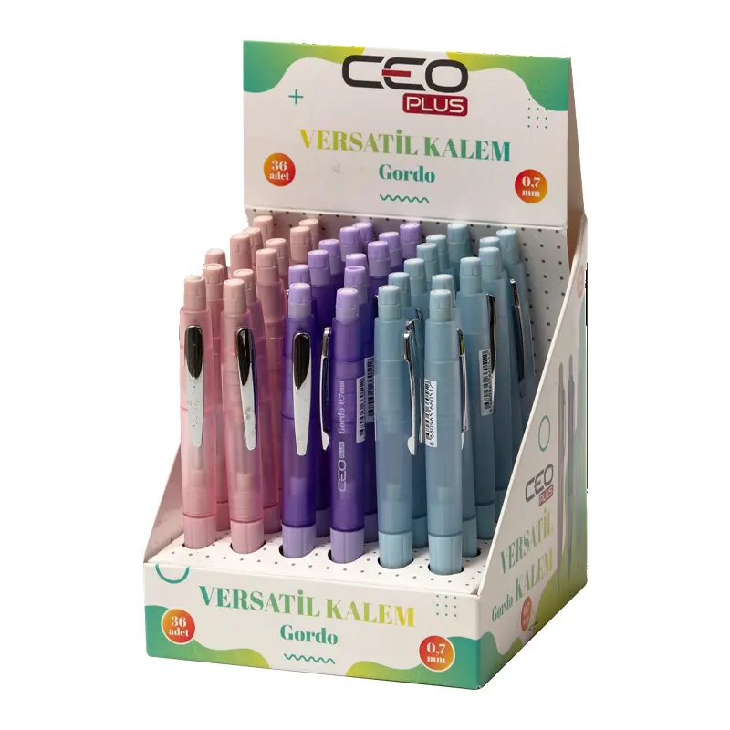 Ceo Plus Gordo Tombik Gövde Pastel Renkler Versatil Kalem 0.7mm x 36 Lı Stand