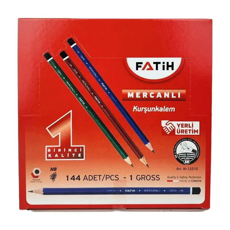 Fatih 12010 Mercanlı Kurşun Kalem HB x 144 Lü Paket