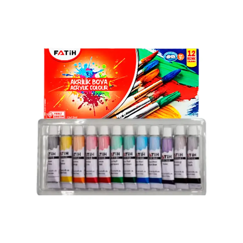 Fatih 50501 Akrilik Boya Tüp 12 ML x 12 Renk
