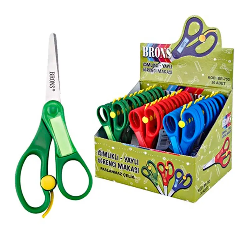 Brons BR-703 Öğrenci Makası Yaylı İsimlikli x 30 Lu Stand