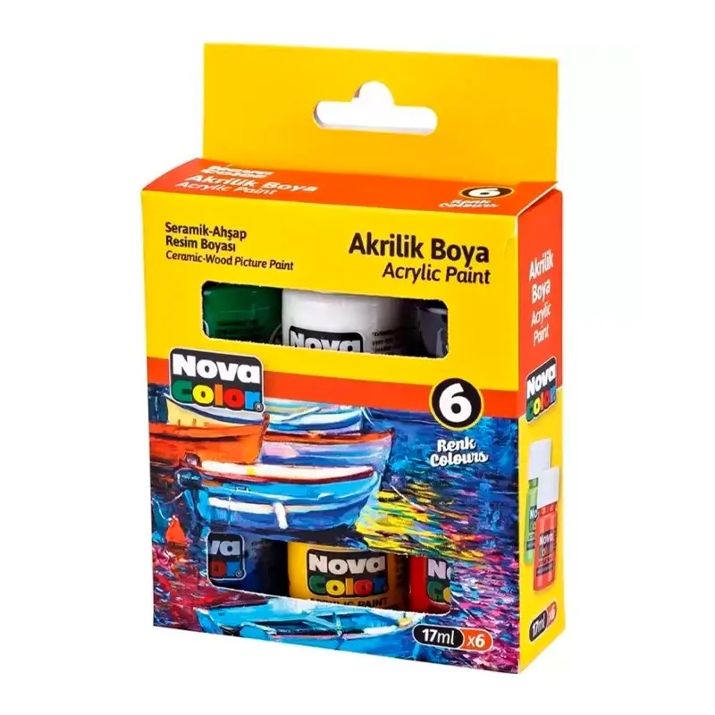 Nova Color NC-2006 Akrilik Boya 17 ML Şişe x 6 Renk