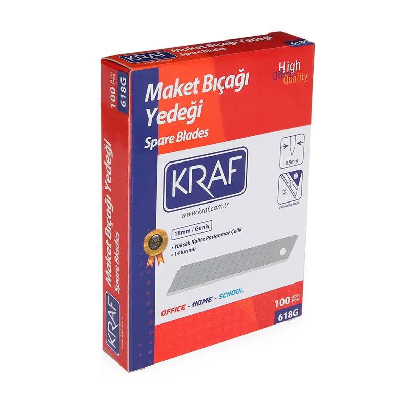 Kraf 618G MAket Bıçağı Yedeği Geniş x 100 Lü Kutu