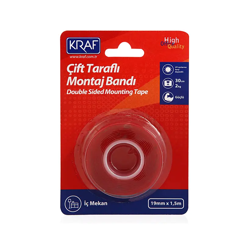 Kraf 2530 İç Mekan Çift Taraflı Montaj Bandı 19mm x 1.5 Metre