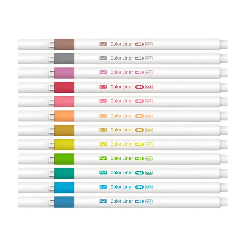 Kraf 444 Color Liner Keçe Uçlu Kalem Fiber Uç 0.5mm x 12 Renk