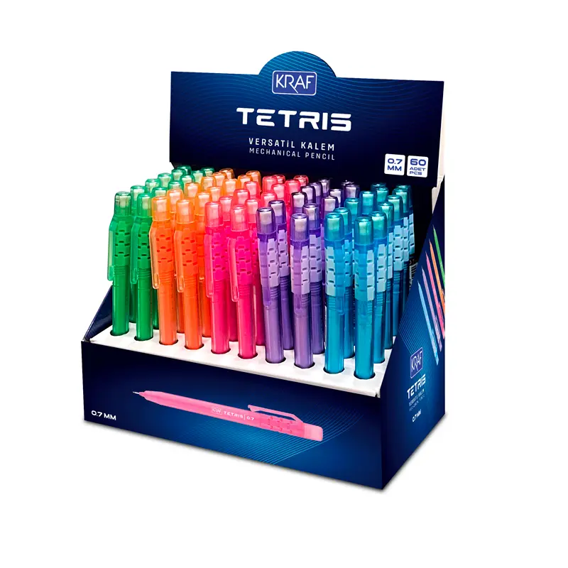 Kraf MP-100 Tetris Versatil Kalem 0.7mm x 60 Lı Stand