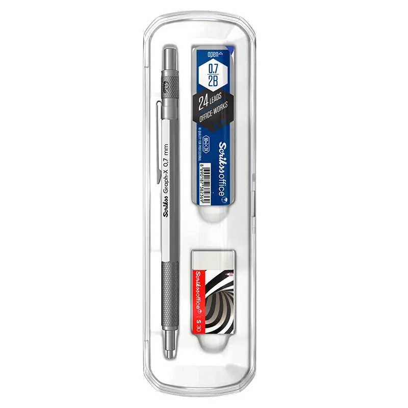 Scrikss Graph-X Versatil Kalem 0.7mm Kurşun Gri + Min + Silgi 3 Lü Set