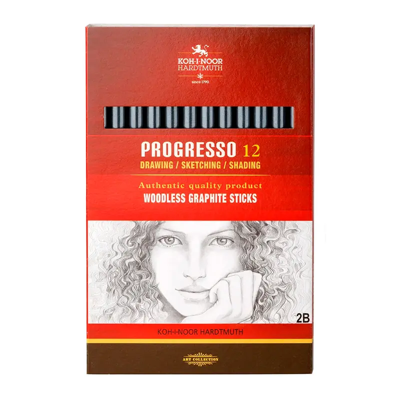 Südor Koh-i-Noor 8911 Progresso Ağaçsız Grafit Siyah Füzen Kalem 2B x 12 Li Kutu