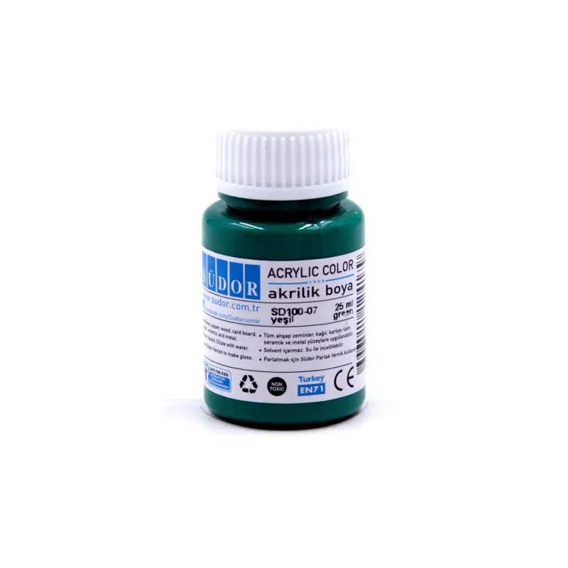 Südor SD100 Akrilik Boya 25 ML Şişe Koyu Yeşil x 10 Lu Kutu