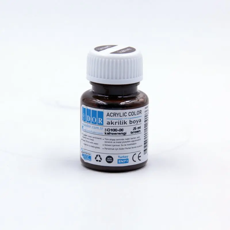 Südor SD100 Akrilik Boya 25 ML Şişe Kahverengi x 10 Lu Kutu