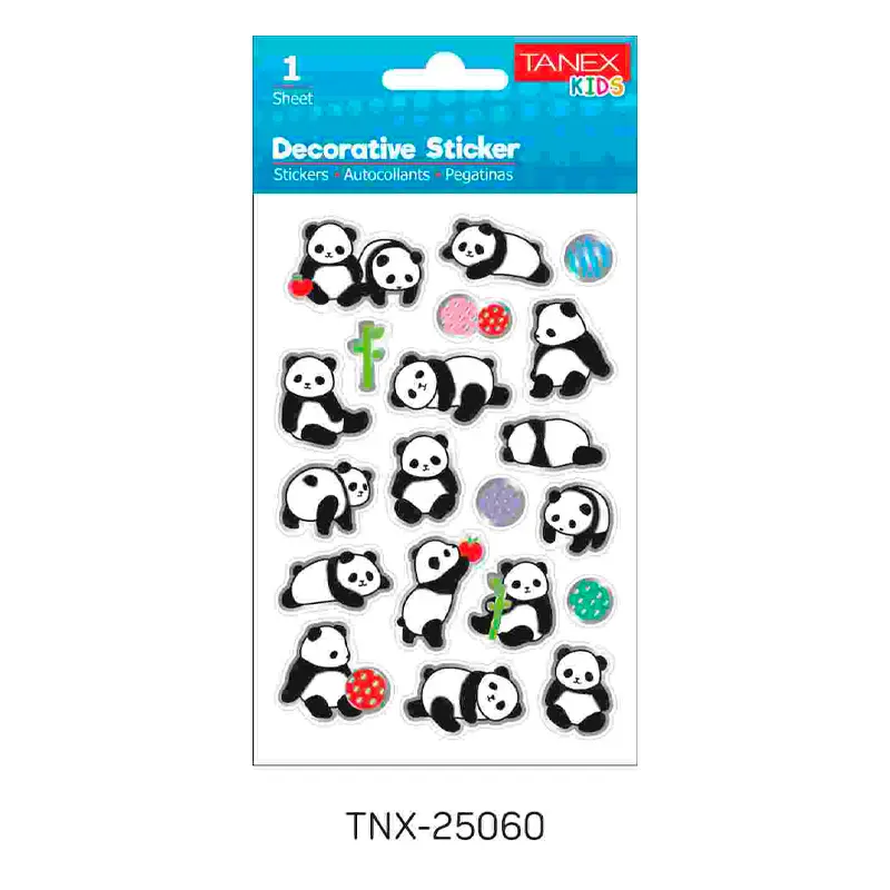 Taneks 25060 Puffy Dekoratif Sticker Panda Serisi x 5 Li Paket