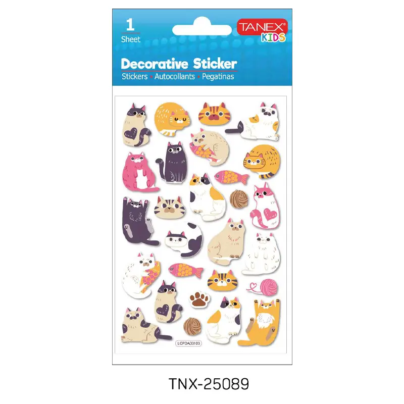 Taneks 25089 Puffy Dekoratif Sticker Kediler Serisi x 5 Li Paket