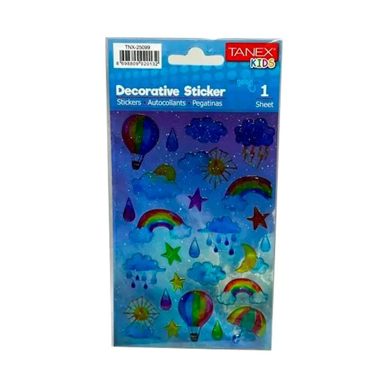Taneks 25099 Puffy Dekoratif Sticker Gökkuşağı Serisi x 5 Li Paket
