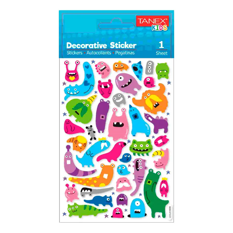 Taneks 25156 Puffy Dekoratif Sticker Uzay Canlıları Serisi x 5 Li Paket