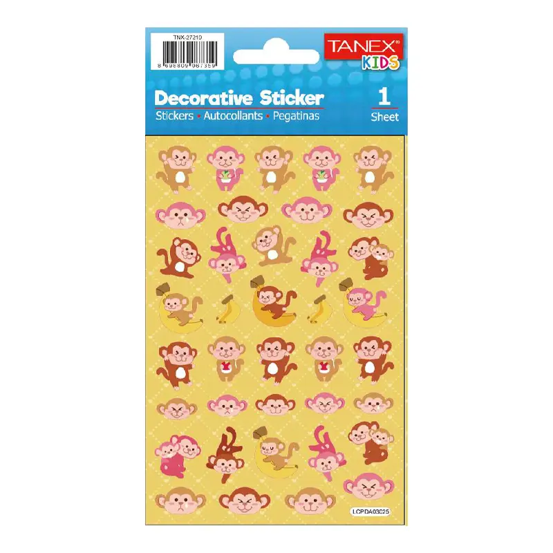 Taneks 27219 Puffy Dekoratif Sticker Maymuncuk Serisi x 5 Li Paket