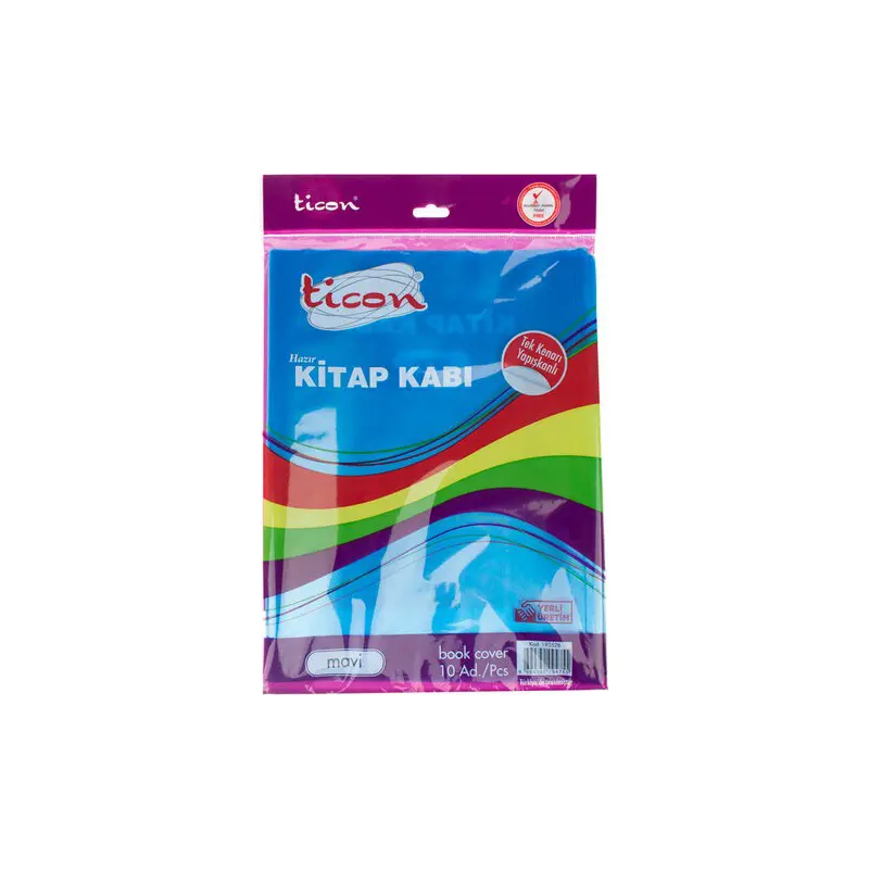 Ticon 193528 Tek Kenarı Yapışkanlı Hazır Kitap Kabı Mavi x 10 Lu Paket